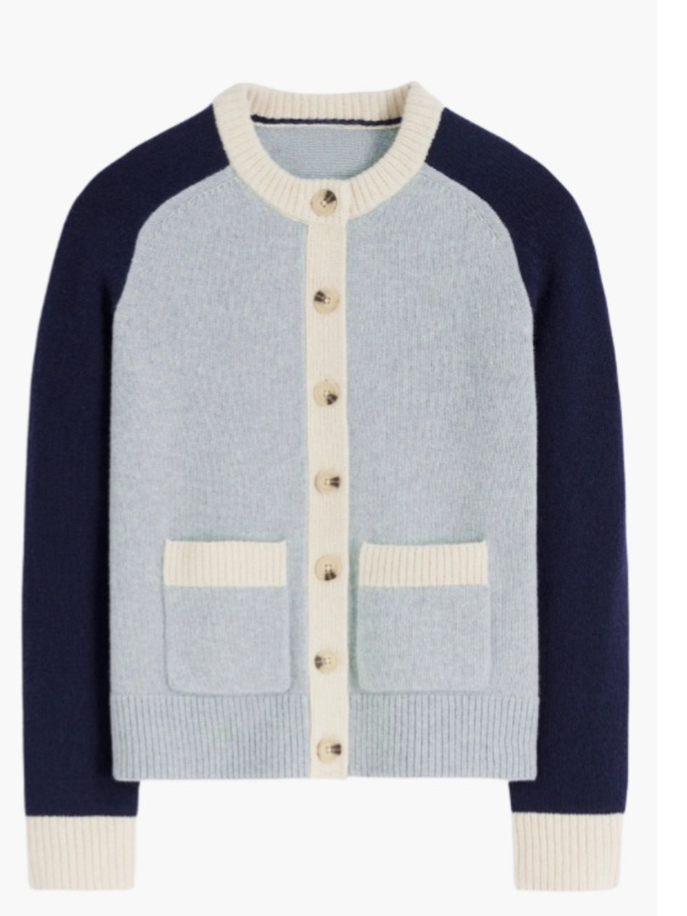 Boden Marion Colorblock Wool Crewneck Button Down Cardigan Sweater XL - Picture 7 of 10